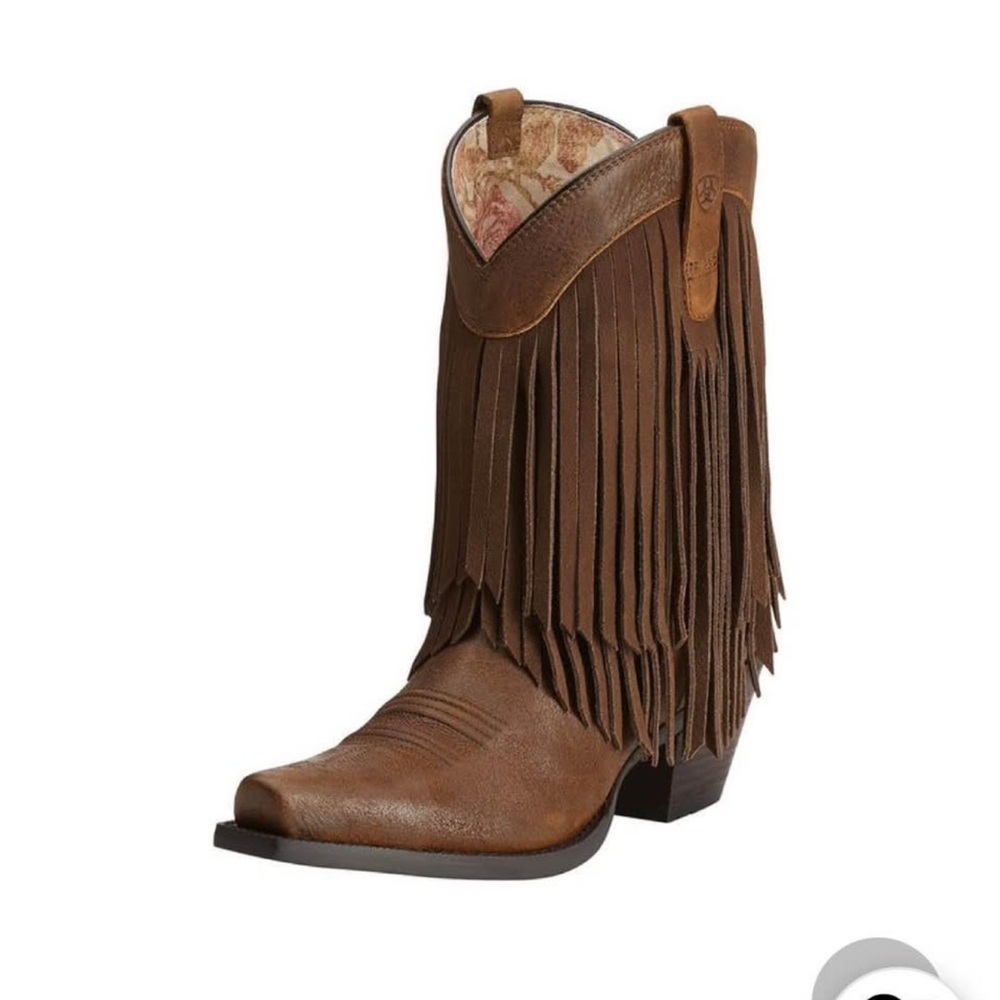 Ariat Brown Fringe Leather Cowboy Boots 10b